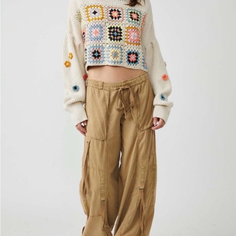 Free People Colorful Crochet Patch Sweater - Picture 3 of 6